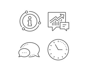 Fototapeta premium Chart line icon. Chat bubble, info sign elements. Report graph or Sales growth sign in speech bubble. Analysis and Statistics data symbol. Linear accounting outline icon. Information bubble. Vector