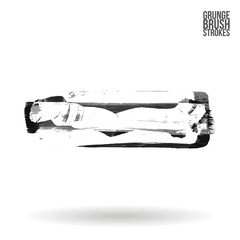 Grey brush stroke and texture. Grunge vector abstract hand - painted element. Underline and border design.