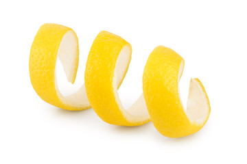 Lemon peel isolated on white background. Healthy food