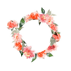 Watercolor greeting card with peonies