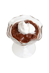 top view chocolate pudding with whipped cream