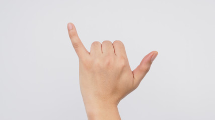 The shaka hand sign is a greeting in the hawaiian culture,subsequently aiso used in surfer culture.