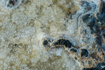 close up of high resolution texture of crystallized salt in a lake. space landscapes. Beatiful...
