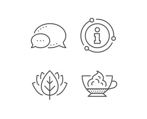 Espresso with whipped cream icon. Chat bubble, info sign elements. Hot coffee drink sign. Beverage symbol. Linear espresso cream outline icon. Information bubble. Vector