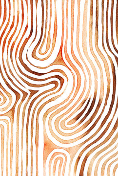 Fototapeta Brown abstract striped watercolor background inspired by tribal body paint. Raster.