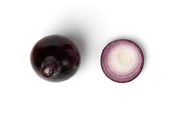 Red onion isolated on white background.