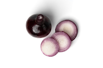Red onion isolated on white background.