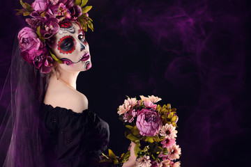 catrina girl with flowers