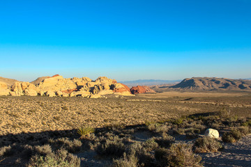 Landscape view of the Red Rock Canyon from a distance