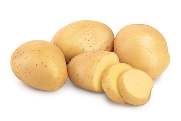 Young potato isolated on white background. Harvest new