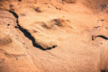 Dried trail from the stream in the sand.