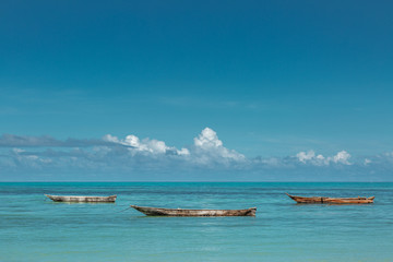 Fototapeta premium Empty wooden boats on ocean