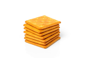 Cracker cookies isolated on white background.