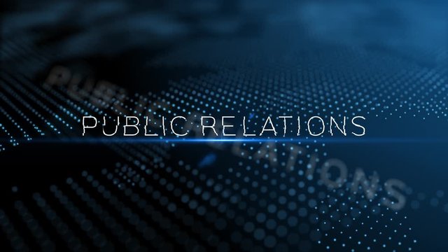 Public relation modern intro text 3D animation with lens flare and depth of field focus blur	