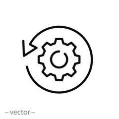 recovery icon, backup, repeat, gear thin line web symbol on white background - editable stroke vector illustration eps10