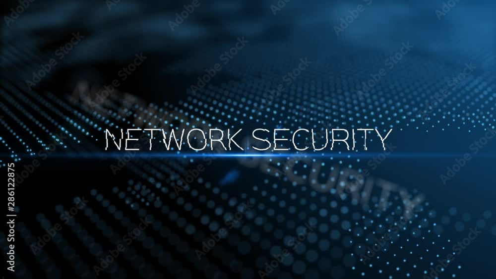 Poster network secutiry modern intro text 3d animation with lens flare and depth of field focus blur