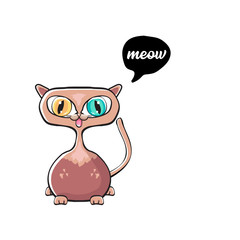 kawaii cute cat isolated on white background. Cartoon happy kitten with big eyes