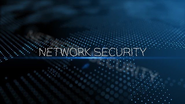 Network secutiry modern intro text 3D animation with lens flare and depth of field focus blur
