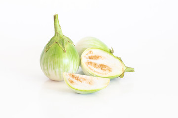 Isolated of green eggplant on white background
