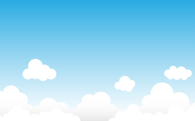 White clouds on top with blue sky summer background vector design