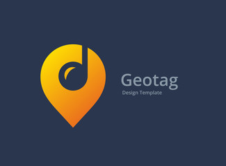 Music geotag or location pin logo icon design