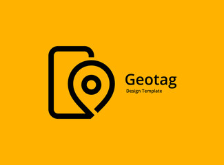 Geotag with mobile phone or location pin logo icon design