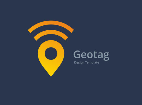 Wireless geotag or location pin logo icon design