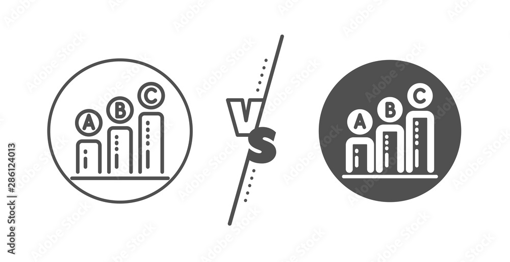 Poster column chart sign. versus concept. graph line icon. ab test diagram symbol. line vs classic graph ch