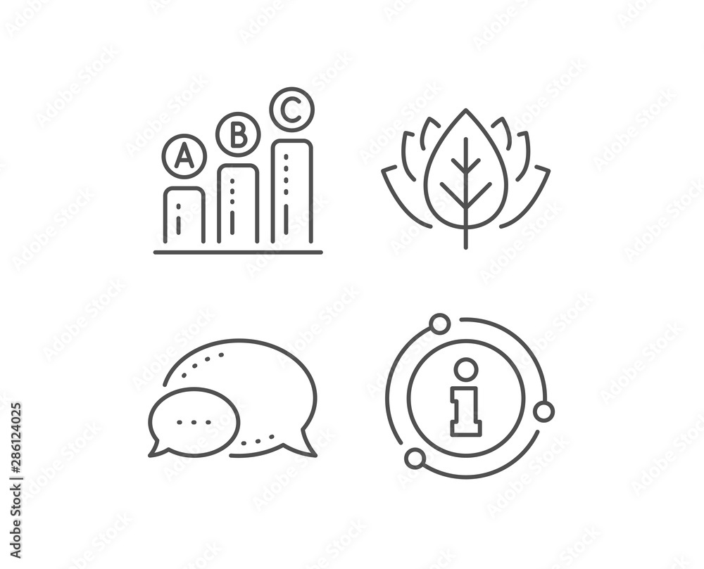 Poster graph line icon. chat bubble, info sign elements. column chart sign. ab test diagram symbol. linear 