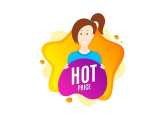 Hot Price. Cut out people badge. Special offer Sale sign. Advertising Discounts symbol. Dynamic shape offer. Hot price text. Cut out people dynamic banner. Worker person badge. Vector