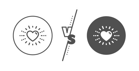 Love emotion sign. Versus concept. Heart line icon. Valentine day symbol. Line vs classic heart icon. Vector