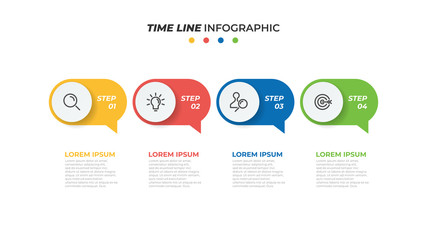 Business infographic design oval template and marketing icons with 4 steps, options, processes. Vector illustration.