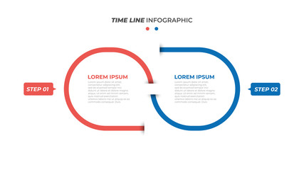 Business infographic template. Timeline with 2 steps, options. Vector creative layout element. Can be used for info chart, graph, presentations.