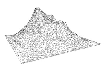 Wireframe terrain background. Cyberspace landscape grid technology vectorillustration