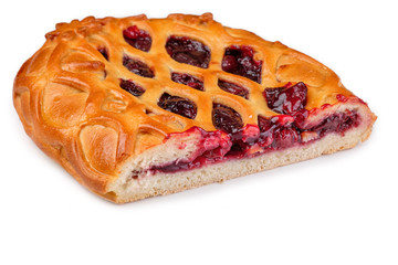 cherry tart isolated on white background