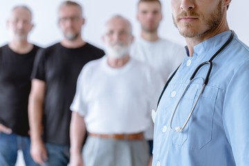 Psychiatrist and group of men