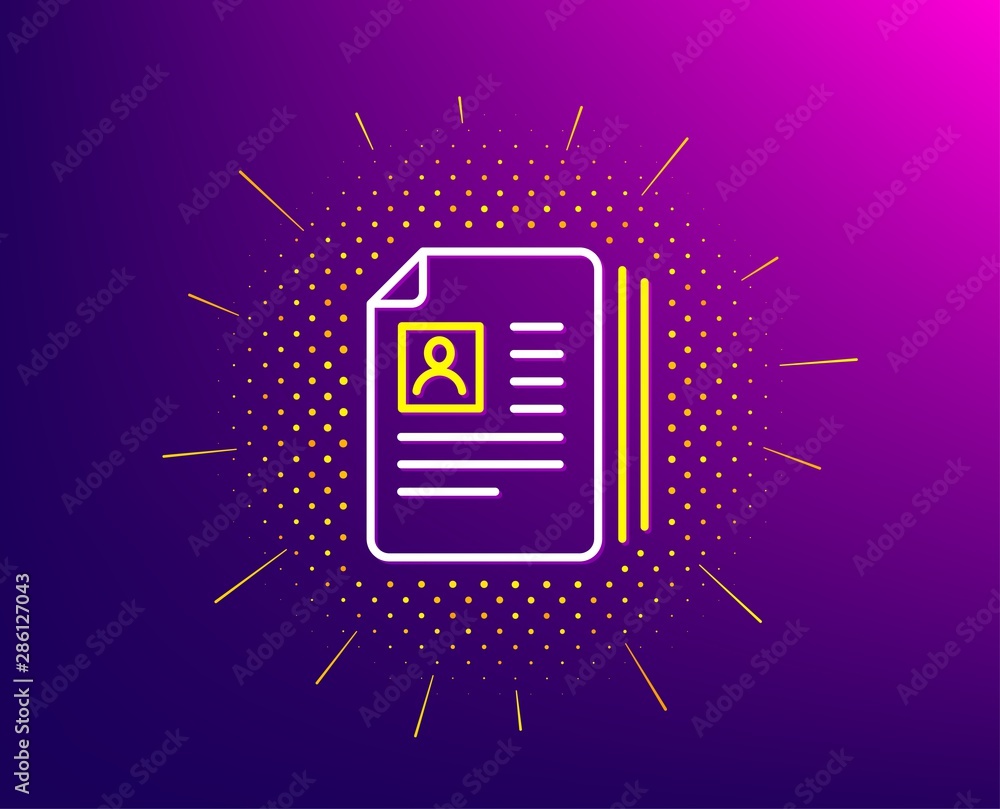 Poster business recruitment line icon. halftone pattern. cv documents or portfolio sign. gradient backgroun