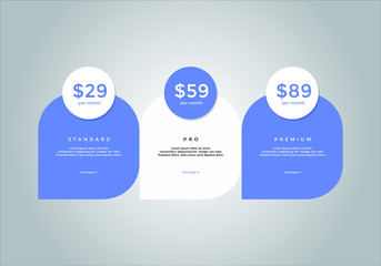set of pricing table, order, box, button, list for web