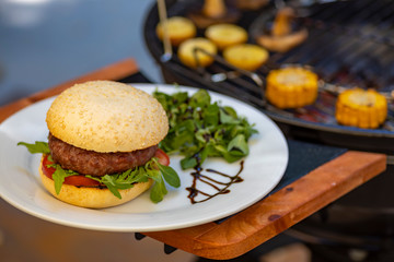Beef burger with garden grill