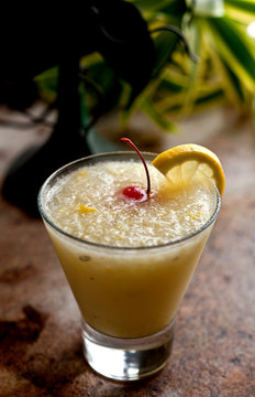Close up of frozen lemon crash juice served in glass