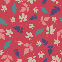 Vector Falling Autumn Leaves Seamless Pattern Background