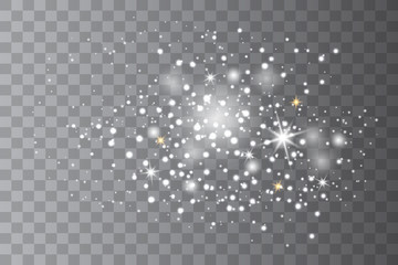White sparks and golden stars. 