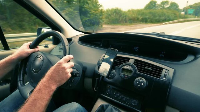 Car Dashboard Shot From Inside of the Car with Road. travel concept