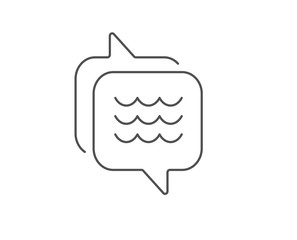 Waves line icon. Chat bubble design. Sea flowing sign. Water symbol. Outline concept. Thin line waves icon. Vector