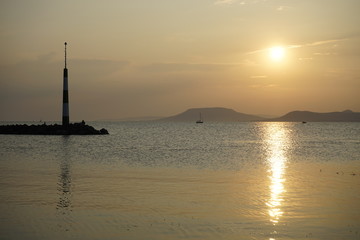 Balatonlelle Hungary Europe summer sunset over the lake