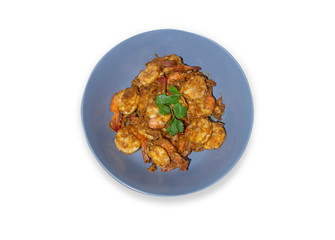 Fried Shrimp with Garlic and Pepper, delicious food of Thailand
