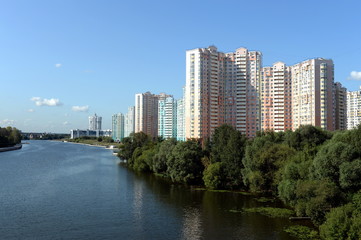 Obraz na płótnie Canvas Buildings Pavshinskaya floodplain — the elite district of the city of Krasnogorsk in the Moscow region