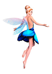 3D Rendering Fantasy Fairy on White