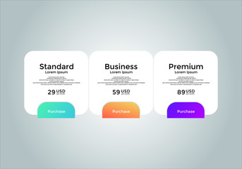 set of pricing table, order, box, button, list for web