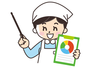 調理師の女性とグラフ